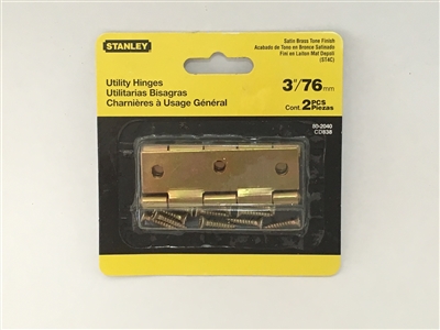 Stanley Hardware 802040 3" Satin Brass Utility Hinges 2-ct