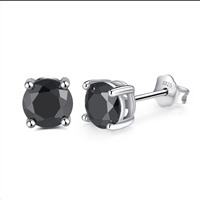 EE084BLK BLACK STERLING SILVER STUDS