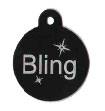 Black Bling Pet Tag - Large Circle