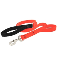 Lupine 1" Blaze Orange 4' Double Handle Dog Leash