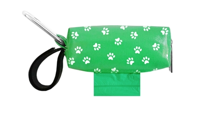 Doggie Walk Bags - Green with White Paws Duffel