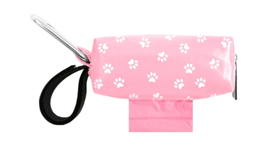 Doggie Walk Bags - Pink with White Paws Duffel