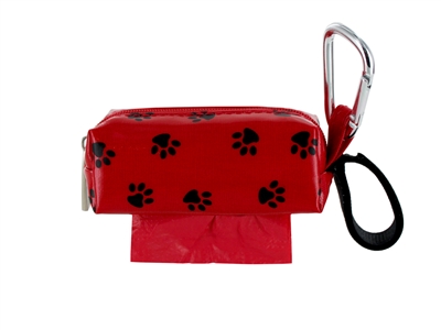 Doggie Walk Bags - Red with Black Paws Square Duffel