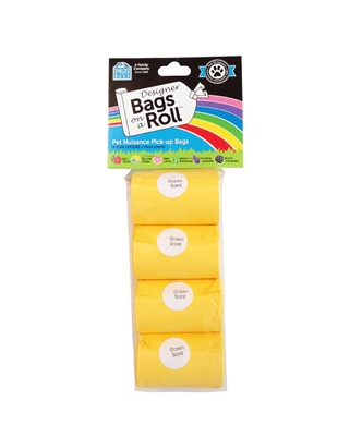 Doggie Walk - Yellow Non Tie Handle Refill - 4 Rolls