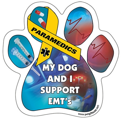My Dog and I Support EMT's Paw Magnet