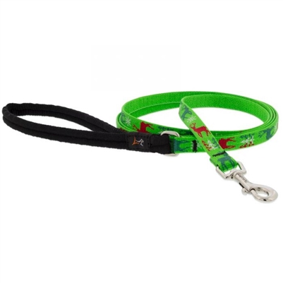 Lupine 1/2" Happy Holidays Green 6' Padded Handle Leash