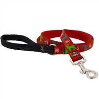 Retired Lupine 3/4" Happy Holidays Red 4' Padded Handle Leash