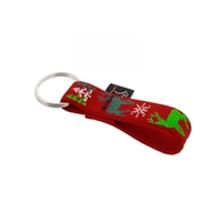 Retired Lupine 3/4" Happy Holidays Red Keychain