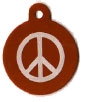 Orange Peace Sign Pet Tag - Large Circle