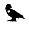 African Grey Parrot Silhouette with Heart Vinyl Window Decal