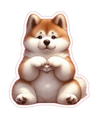 Akita Heart Hand Sign Sticker