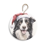 Border Collie with Santa Hat 2.95" Holiday Ornament