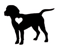 Beagle Silhouette with Heart Vinyl Window Decal
