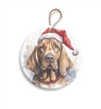 Bloodhound with Santa Hat 2.95" Holiday Ornament