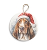 Bassett Hound with Santa Hat 2.95" Holiday Ornament