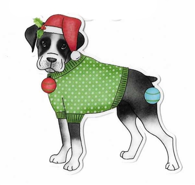 Boxer Christmas Sticker