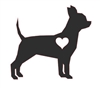 Chihuahua Silhouette with Heart Vinyl Window Decal