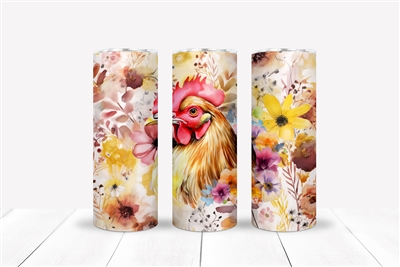 Chicken with Flowers 20 OZ Double Walled Tumbler