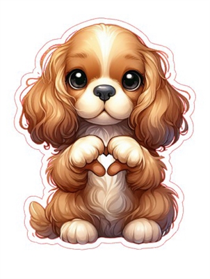 Cocker Spaniel Heart Hand Sign Sticker