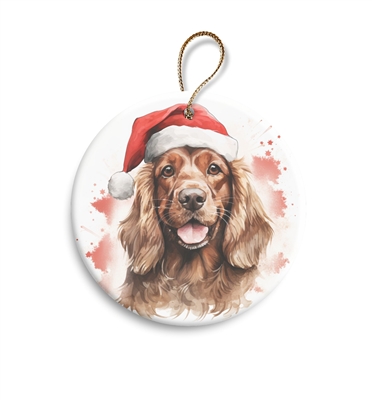 Cocker Spaniel with Santa Hat 2.95" Holiday Ornament