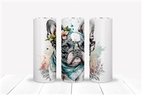 French Bulldog with Glasses 20 OZ Double Walled Tumbler