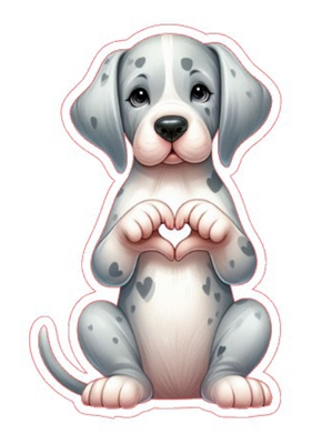 Great Dane Heart Hand Sign Sticker