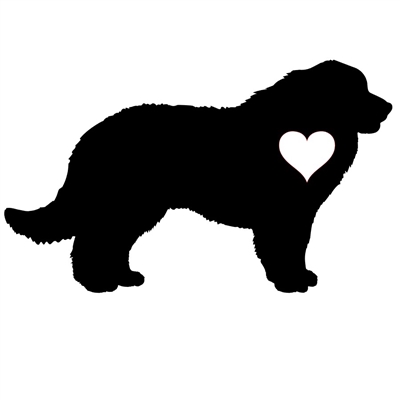 Great Pyrenees Silhouette with Heart Vinyl Window Decal