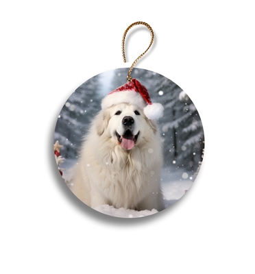 Great Pyrenees in Snow 2.95" Holiday Ornament