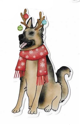 German Shepherd Christmas Sticker