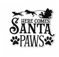 Here Comes Santa Paws Christmas Sticker