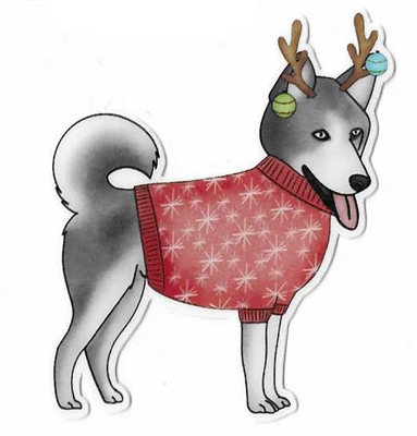 Husky Christmas Sticker
