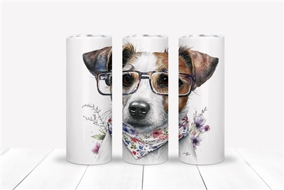 Jack Russell with Glasses 20 OZ Double Walled Tumbler