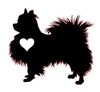 Long Haired Chihuahua Silhouette with Heart Vinyl Window Decal