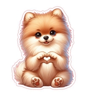 Pomeranian Heart Hand Sign Sticker