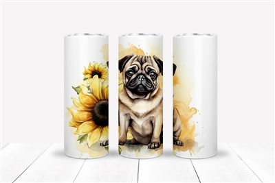 Pug Floral 20 OZ Double Walled Tumbler