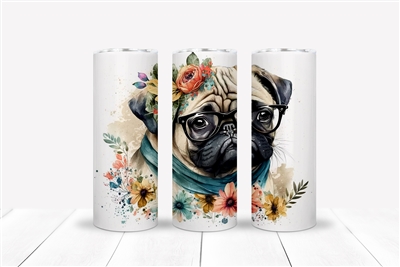 Pug with Glasses 20 OZ Double Walled Tumbler