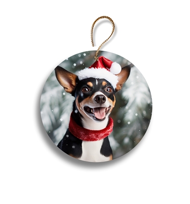 Rat Terrier in Snow 2.95" Holiday Ornament