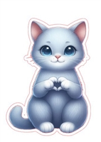 Russian Blue Heart Hand Sign Sticker