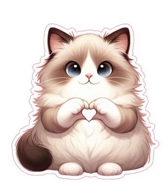 Ragdoll Heart Hand Sign Sticker