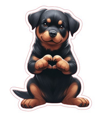 Rottweiler Heart Hand Sign Sticker