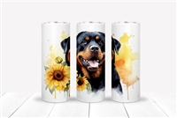 Rottweiler Floral 20 OZ Double Walled Tumbler