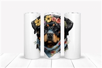 Rottweiler with Glasses 20 OZ Double Walled Tumbler