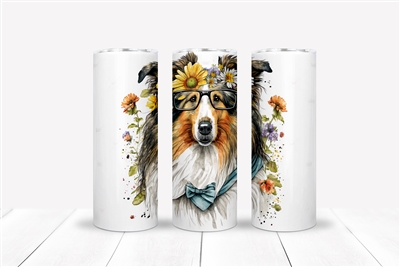 Rough Collie with Glasses 20 OZ Double Walled Tumbler