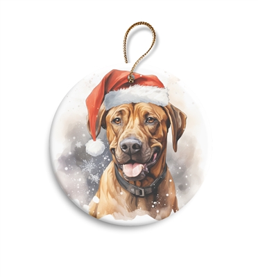 Rhodesian Ridgeback with Santa Hat 2.95" Holiday Ornament