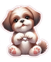 Shih Tzu Heart Hand Sign Sticker