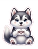 Siberian Husky Heart Hand Sign Sticker