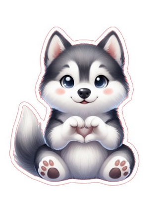 Siberian Husky Heart Hand Sign Sticker