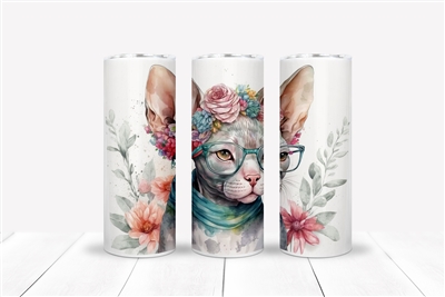 Sphynx Cat with Glasses 20 OZ Double Walled Tumbler