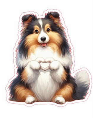 Shetland Sheepdog Heart Hand Sign Sticker