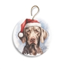 Weimeraner with Santa Hat 2.95" Holiday Ornament